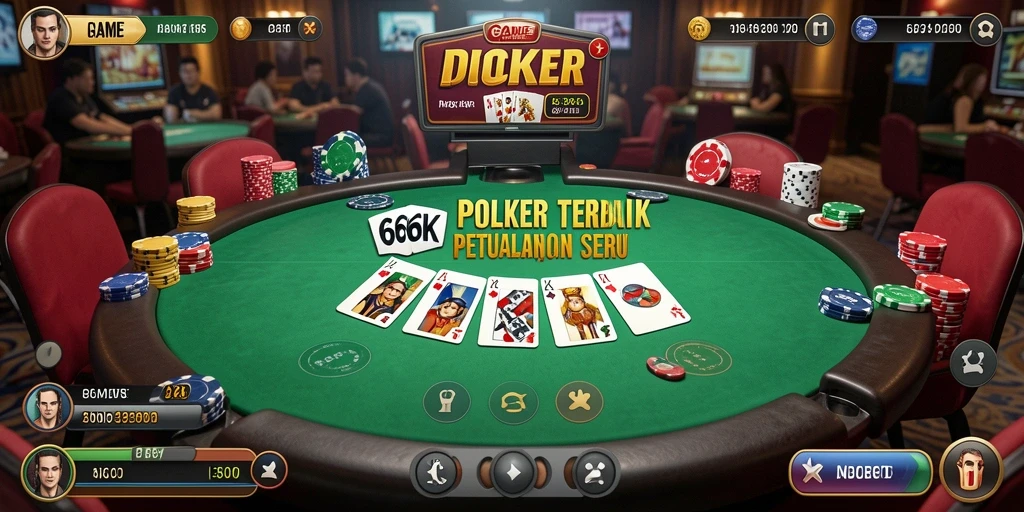 Tampilan gameplay Poker yang menegangkan dan menarik di 66K.