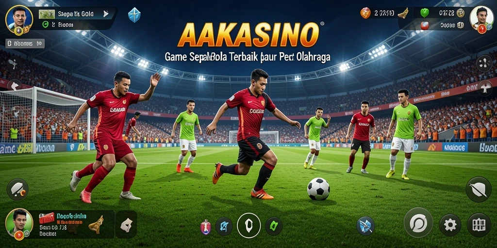 Tampilan gameplay AAKASINO dengan aksi seru sepak bola.