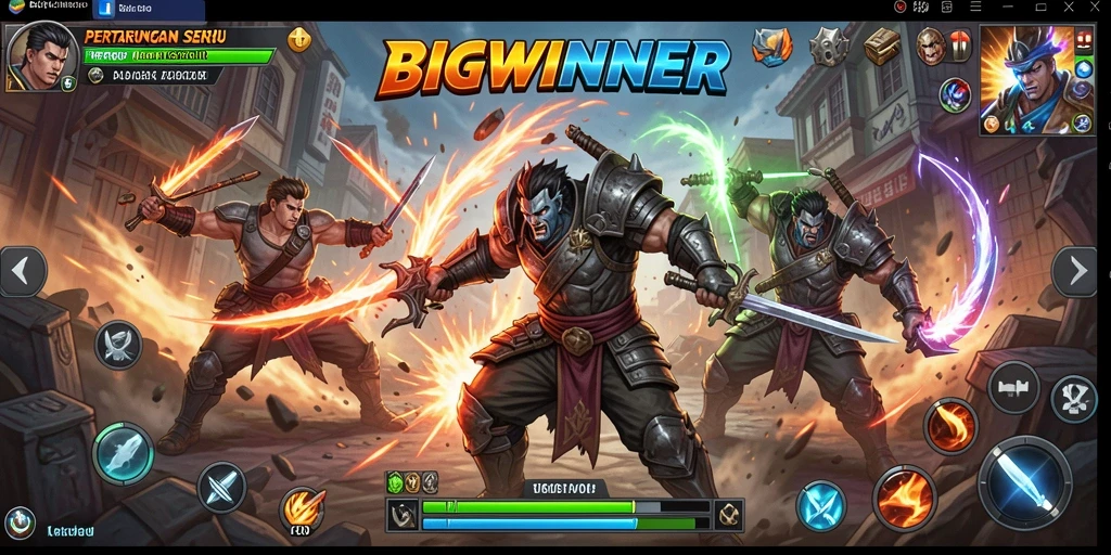 Tampilan menegangkan dari gameplay pertarungan di BIGWINNER