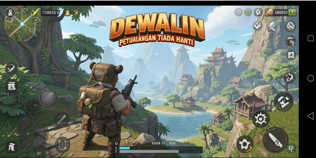 Gameplay DEWALIN menampilkan eksplorasi dunia terbuka yang luas.