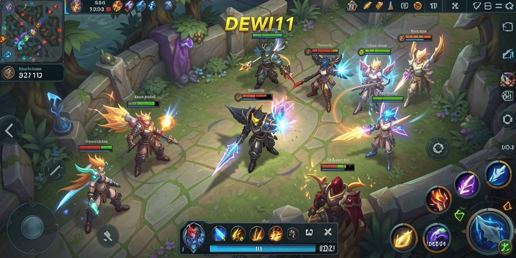 Tampilan menarik dari gameplay <strong>DEWI11</strong> dalam aksi MOBA.