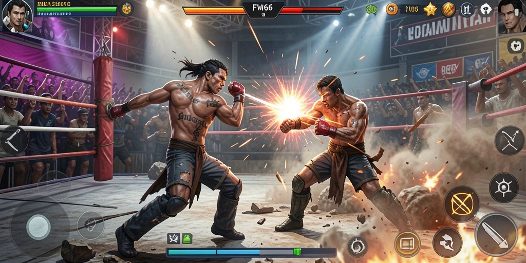 Tampilan gameplay seru dalam pertarungan FW66.