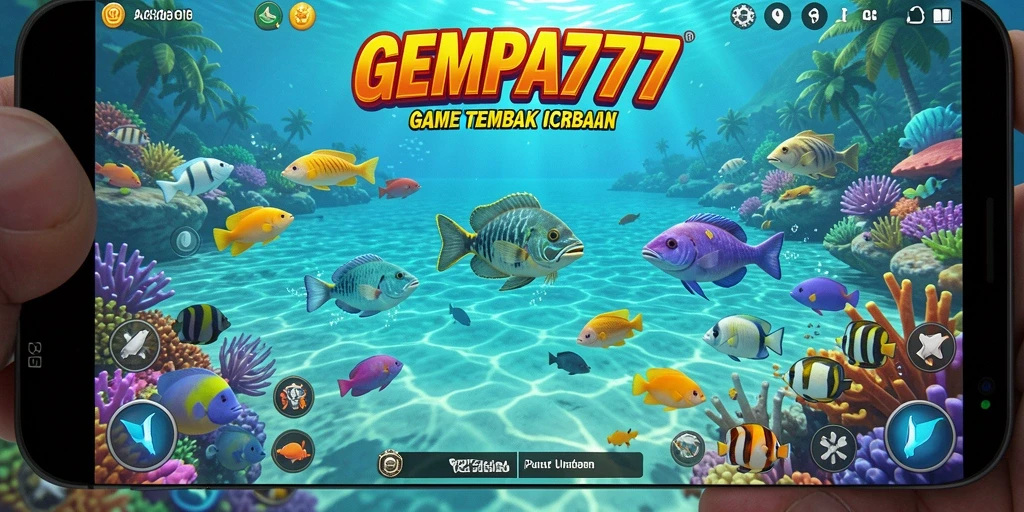 Gameplay seru dan menantang dalam GEMPA777 saat menembak ikan.