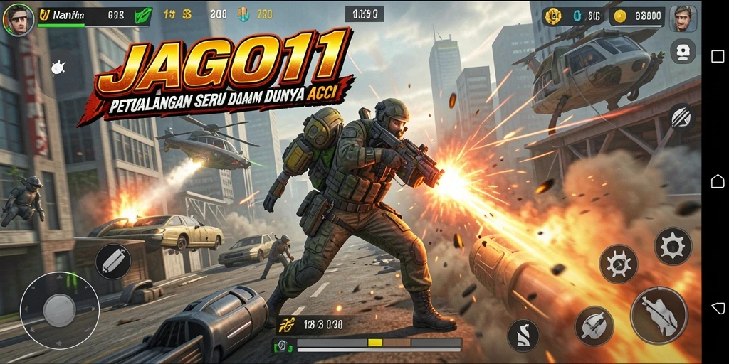 Gameplay JAGO11 yang dinamis dan penuh aksi.