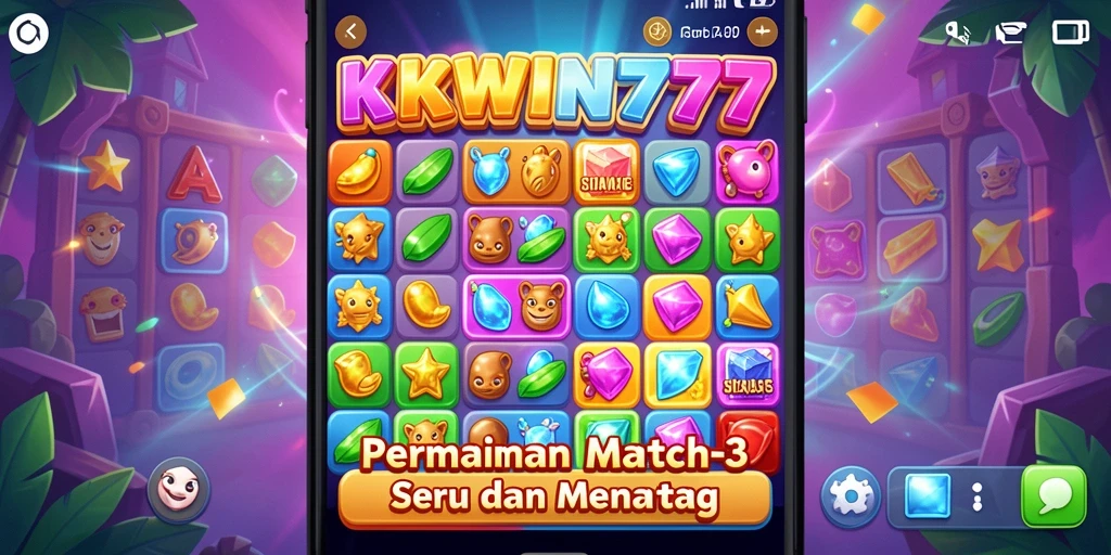 Gameplay seru KKWIN777 dengan aksi mencocokkan permata.