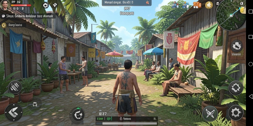 Tampilan gameplay PP7 yang menggambarkan interaksi karakter dalam simulasi.