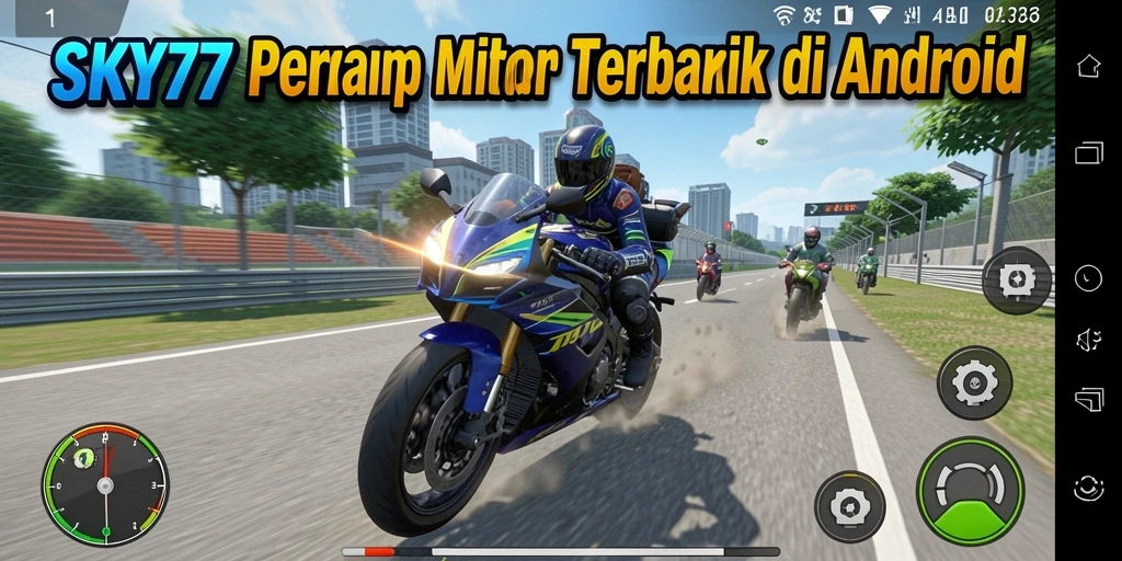 Gambaran aksi balap motor yang mendebarkan dari SKY77.